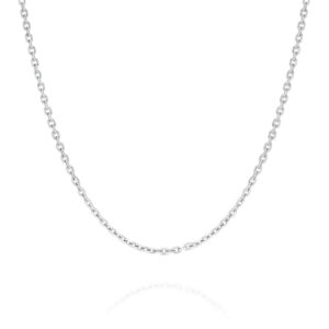 18K White Gold Oval Link Diamond Cut Chain - Petite | FD030