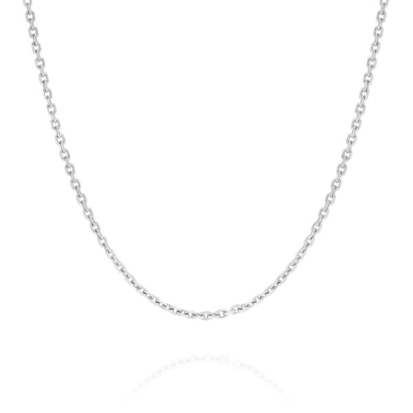 18K White Gold Oval Link Diamond Cut Chain - Petite | FD030
