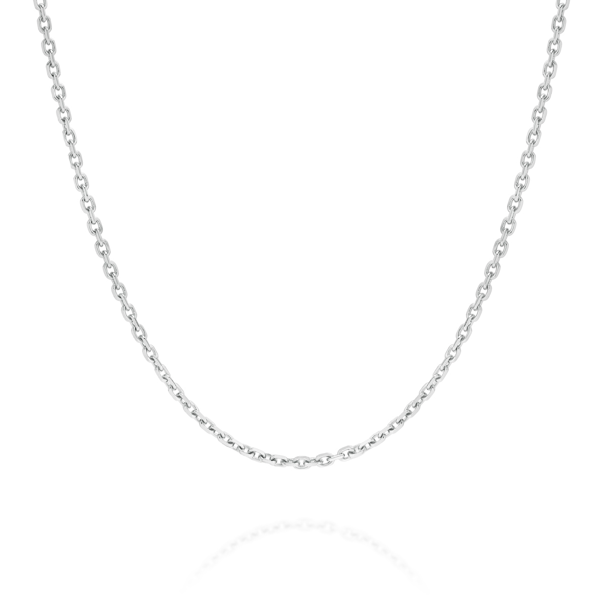 18K White Gold Oval Link Diamond Cut Chain - Petite