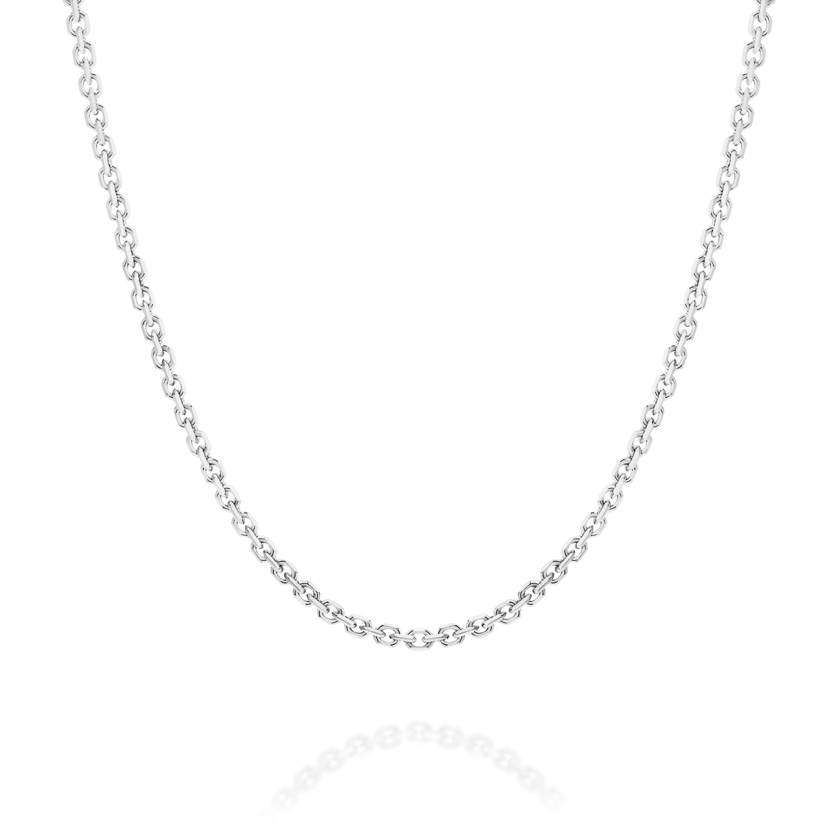 18K White Gold Oval Link Diamond Cut  Chain - Small