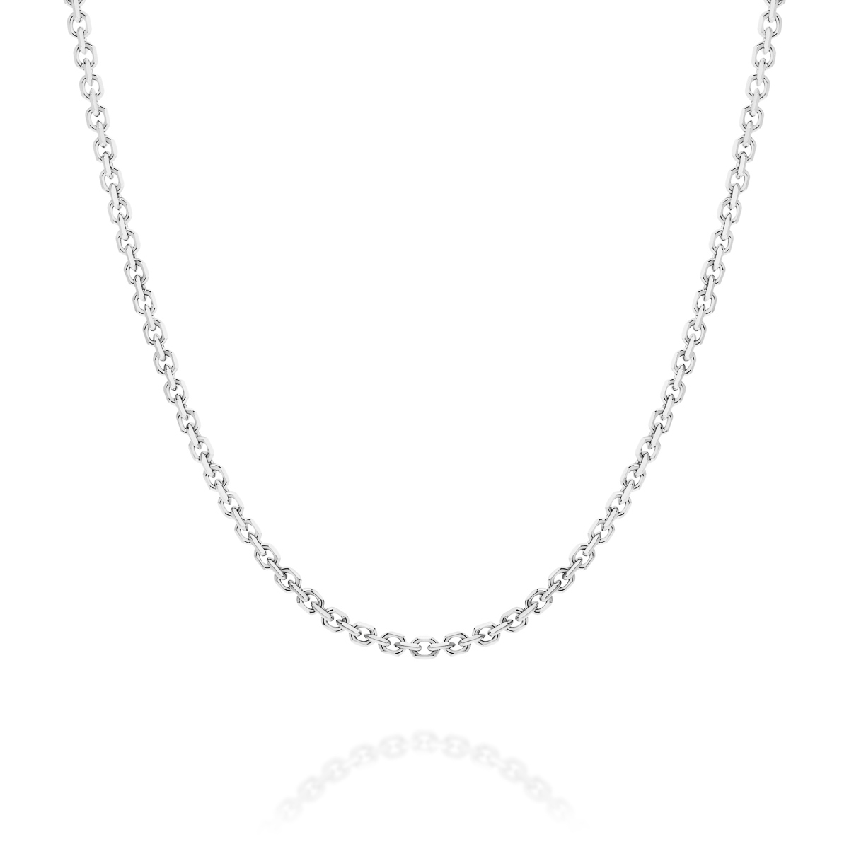 18K White Gold Oval Link Diamond Cut Chain &#8211; Small