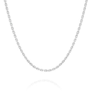 18K White Gold Oval Link Diamond Cut Chain - Medium | FD040