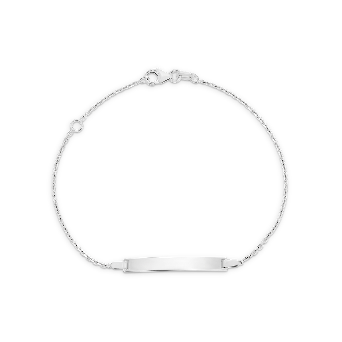 Oval Link Diamond Cut Baby ID Bracelet In 18K White Gold Small Gregory Jewellers