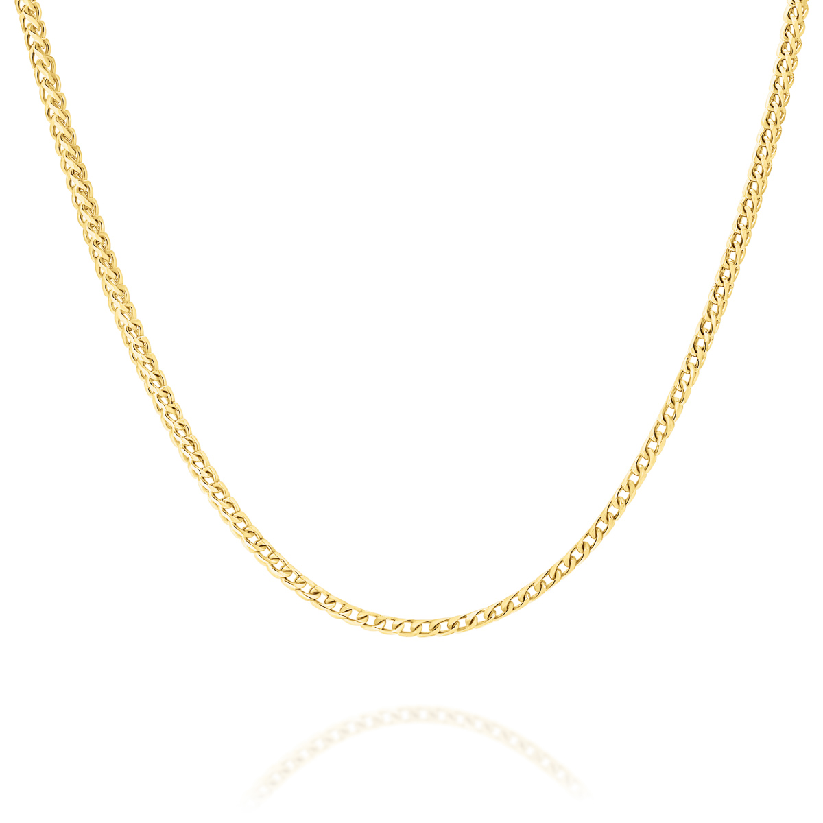 18K Yellow Gold Wheat Link Polished Finish Chain - Small