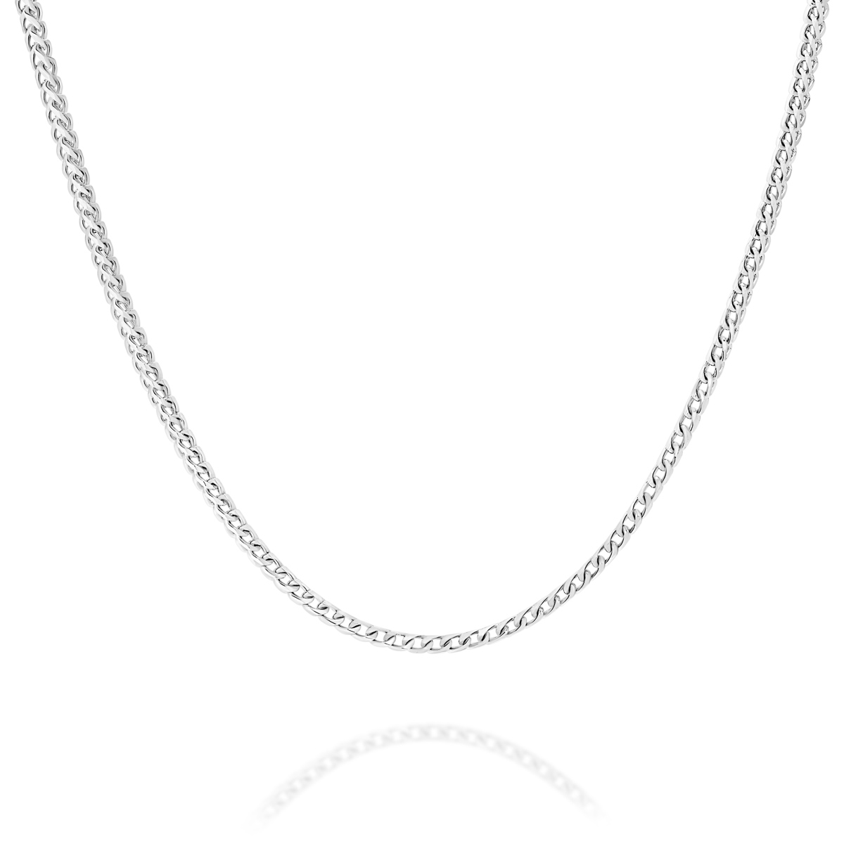 18K White Gold Wheat Link Polished Finish Chain - Small