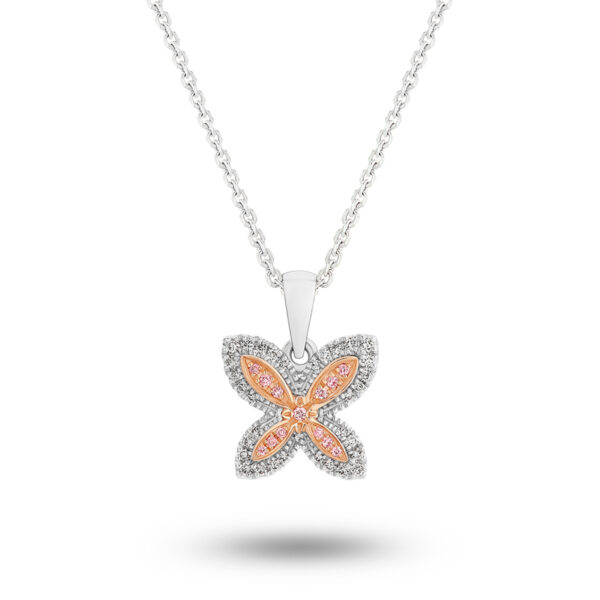 18K Two-Tone White & Pink Diamond Butterfly Pendant | L646
