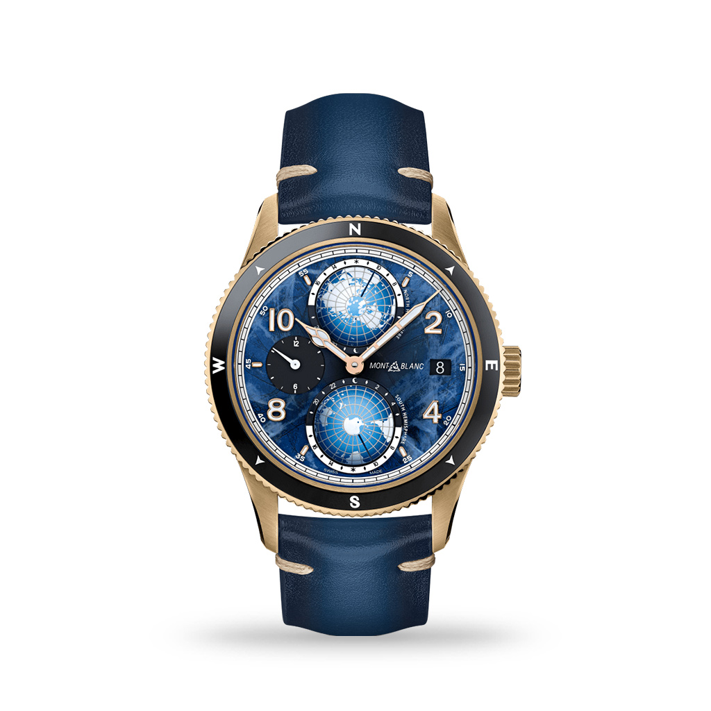 Montblanc 1858 Geosphere Blue 42mm Leather Strap