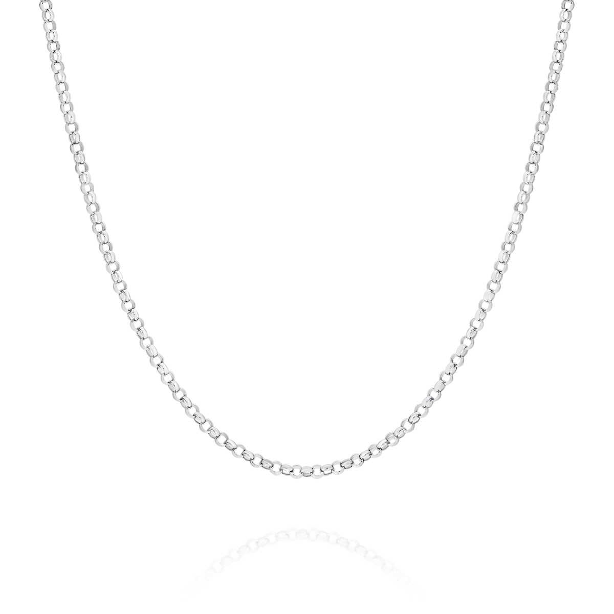 18K White Gold Belcher Link Polished Finish Chain - Medium