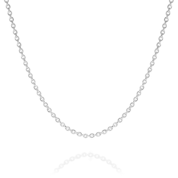 18K White Gold Oval Link Polished Finish Chain- Petite | RS030 WG