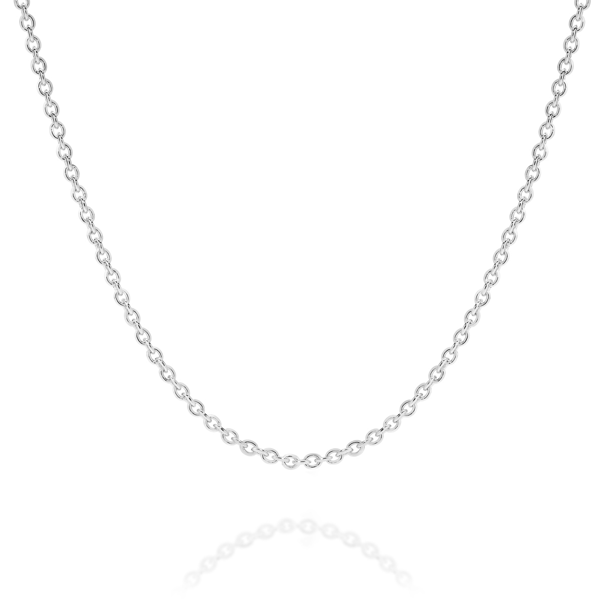 18K White Gold Oval Link Polished Finish Chain - Petite