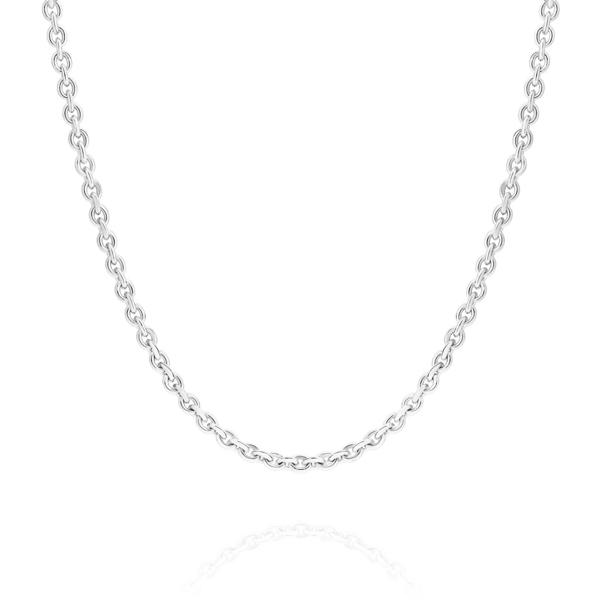 18K White Gold Oval Link Polished Finish Chain | RS040