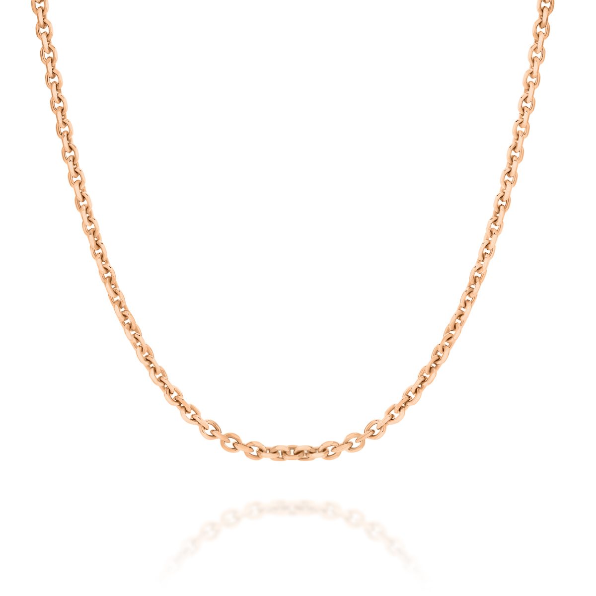 18K Rose Gold Trace Link Diamond Cut Chain - Small