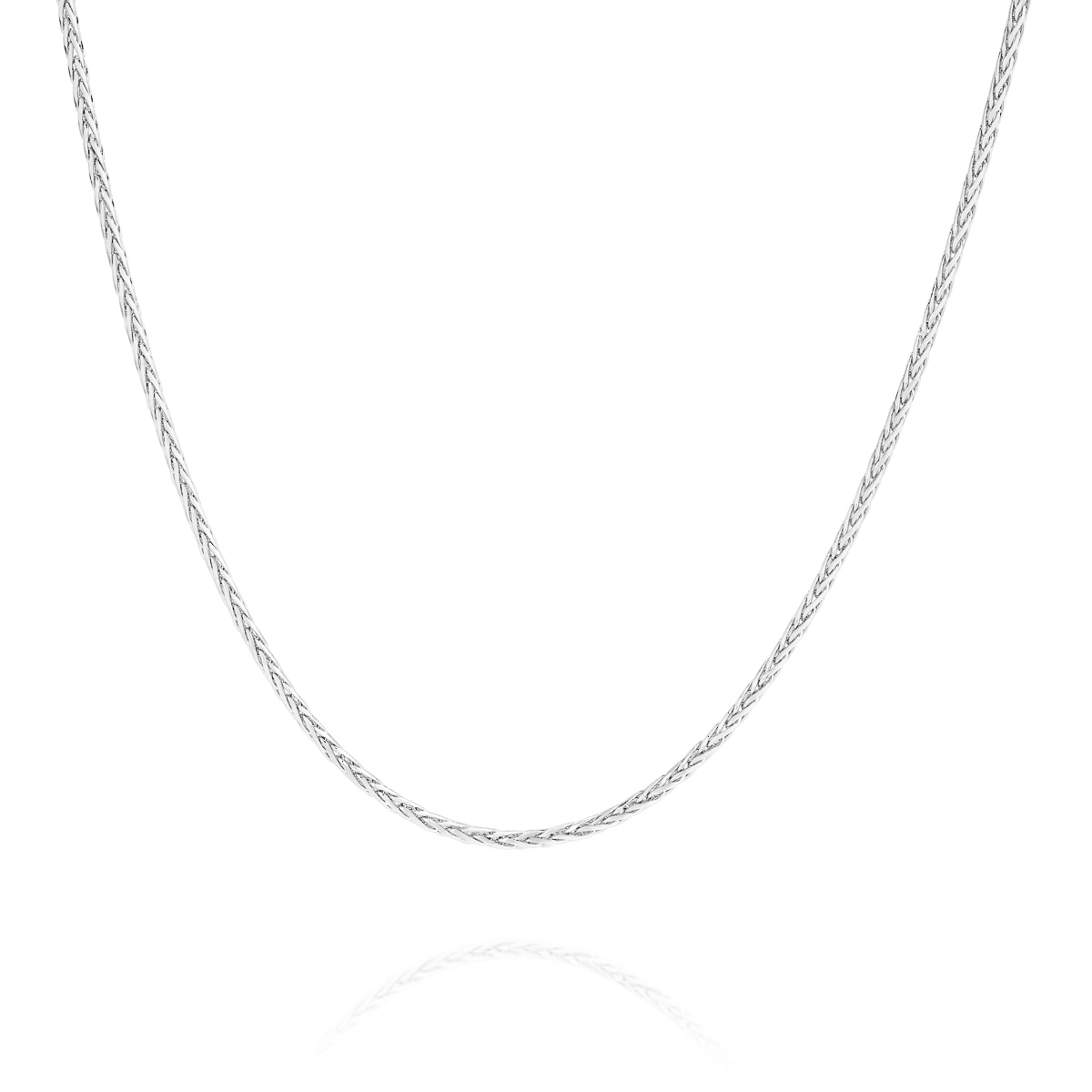 18K White Gold Wheat Link Diamond Cut Chain &#8211; Petite