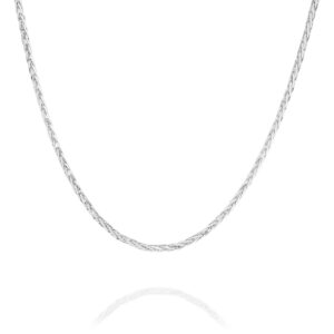 18K White Gold Wheat Link Diamond Cut Chain-Small - SPID12025 WG
