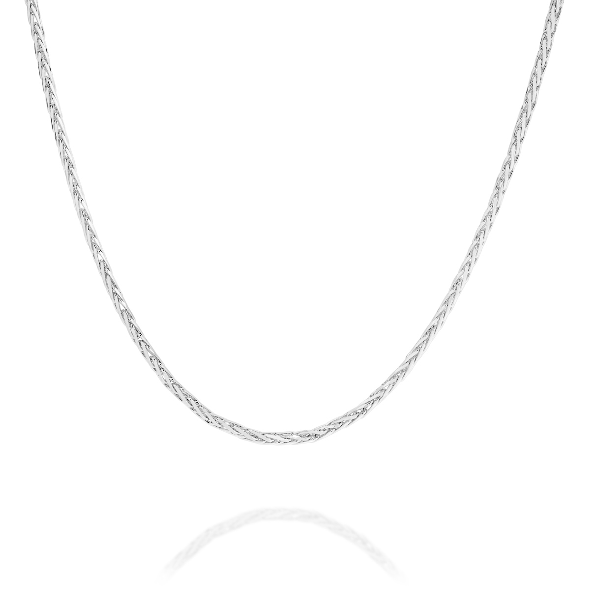 18K White Gold Wheat Link Diamond Cut Chain &#8211; Small