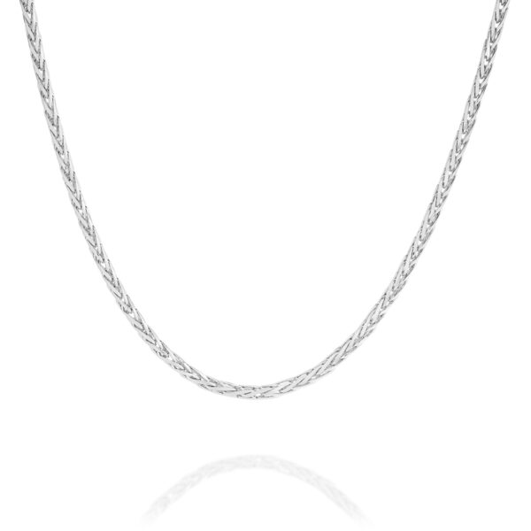 18K White Gold Wheat Link Diamond Cut Chain-Medium - SPID12030