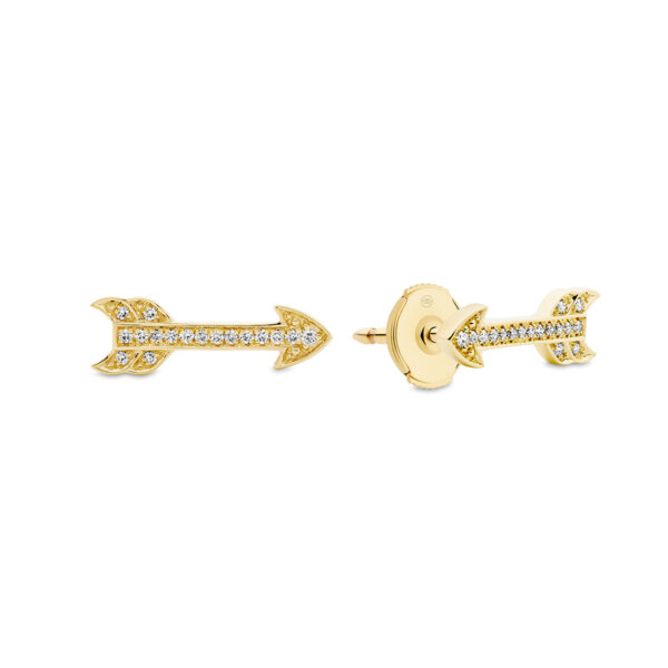 18K Yellow Gold Diamond Arrow Stud Earrings | TE2734-0 YG