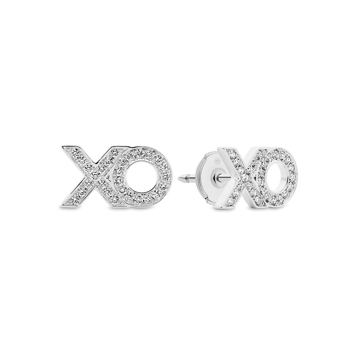 18K White Gold Diamond XO Stud Earrings