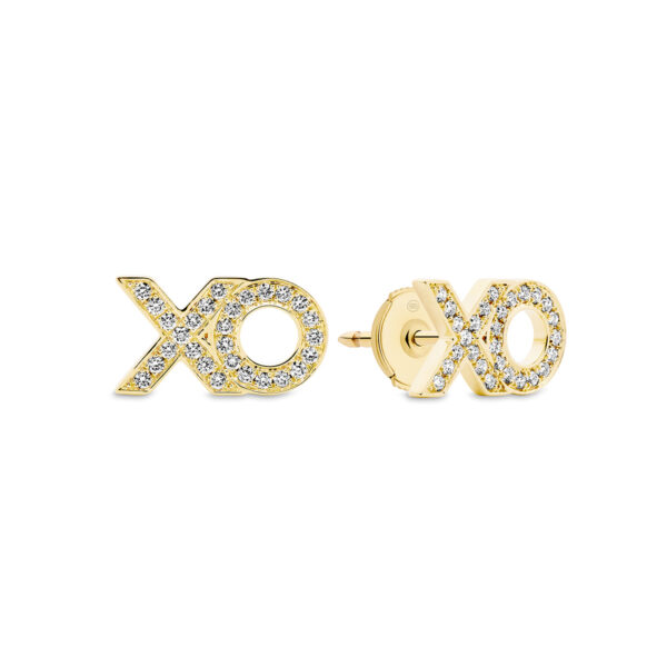 18K Yellow Gold Diamond XO Stud Earrings | TE2735-0 YG