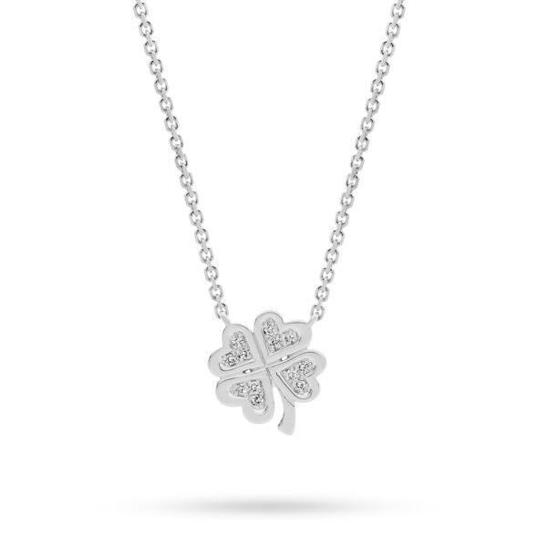 18K White Gold Diamond Four Leaf Clover Necklace | TN0871-0