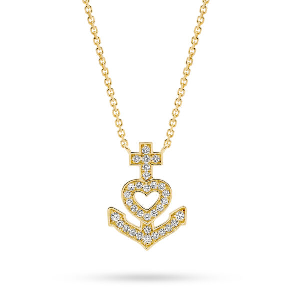 18K Yellow Gold Faith Hope & Love Diamond Necklace | TN0872-0