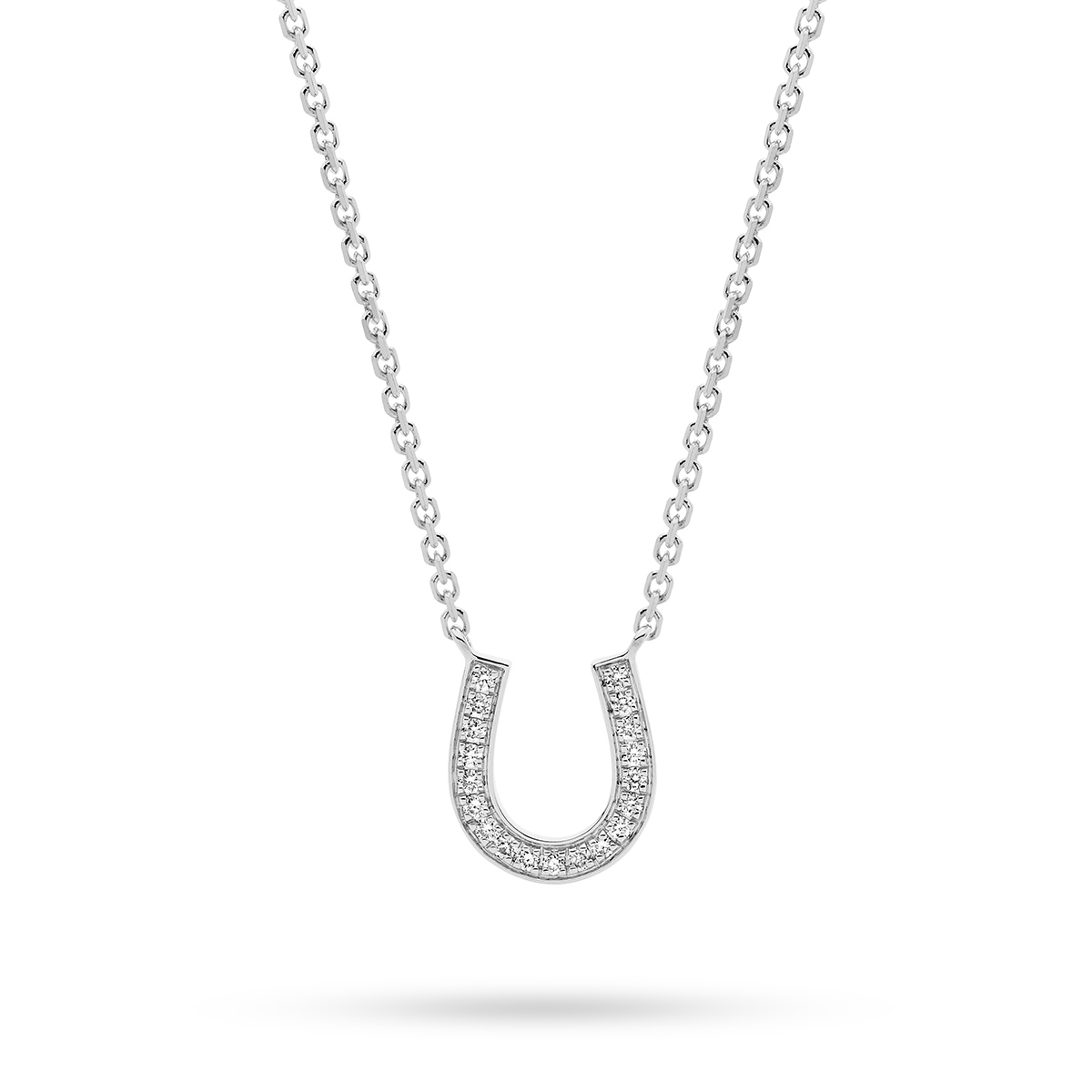 18K White Gold Diamond Horse Shoe Necklace