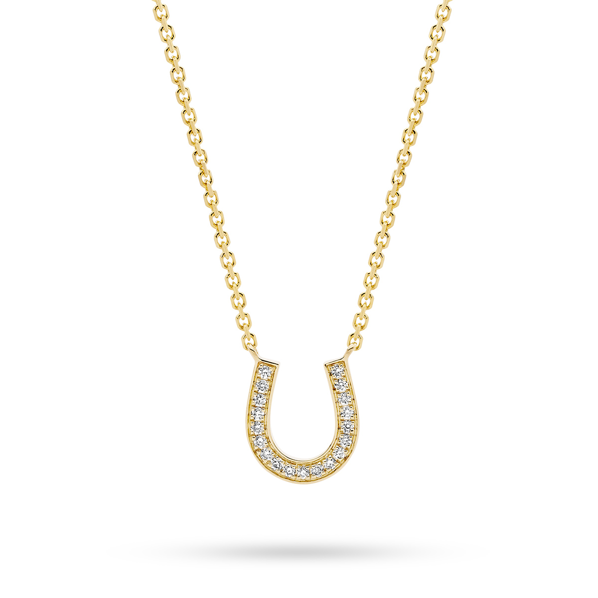18K Yellow Gold Diamond Horse Shoe Necklace