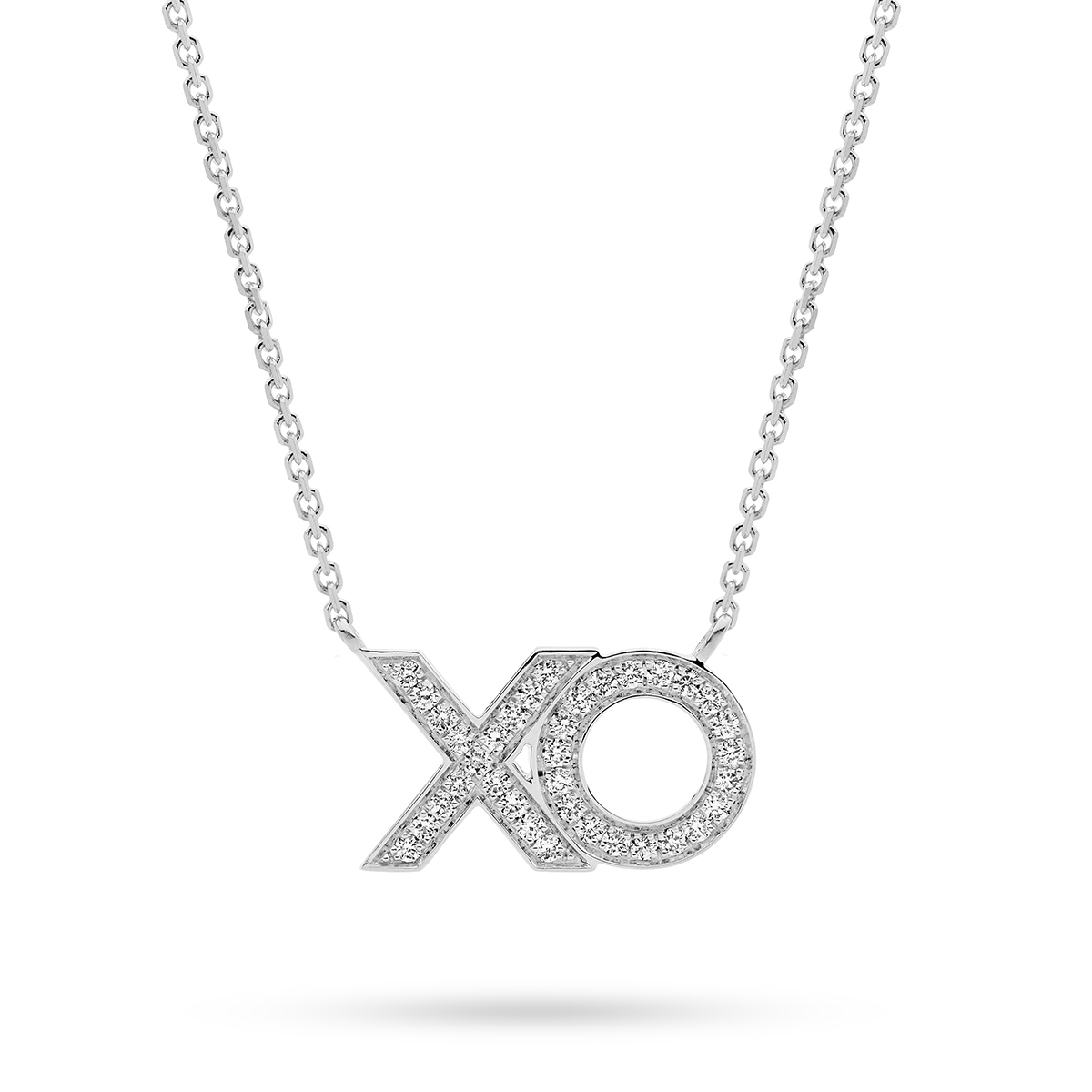 18K White Gold Diamond XO Necklace