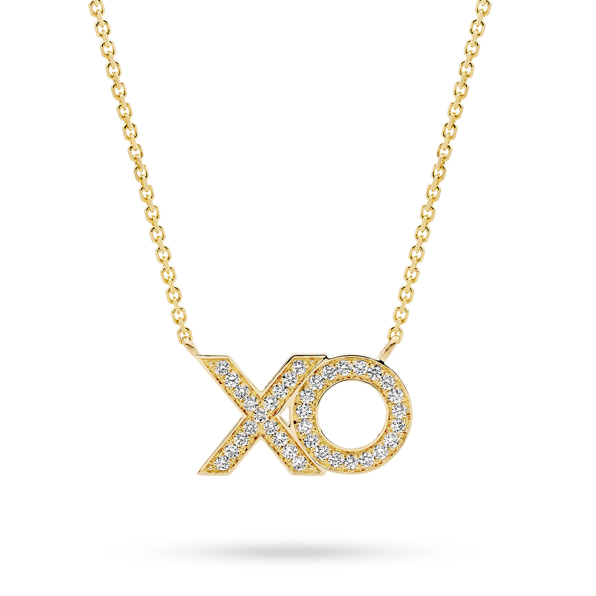18K Yellow Gold Diamond XO Necklace