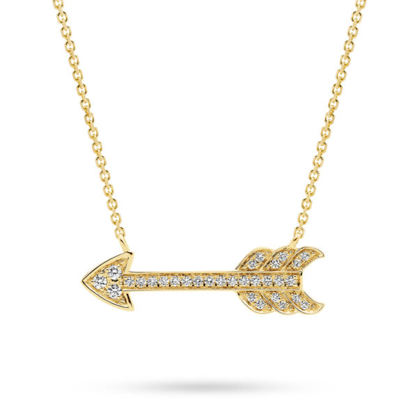 18K Yellow Gold Diamond Arrow Necklace | TN0878-0 YG