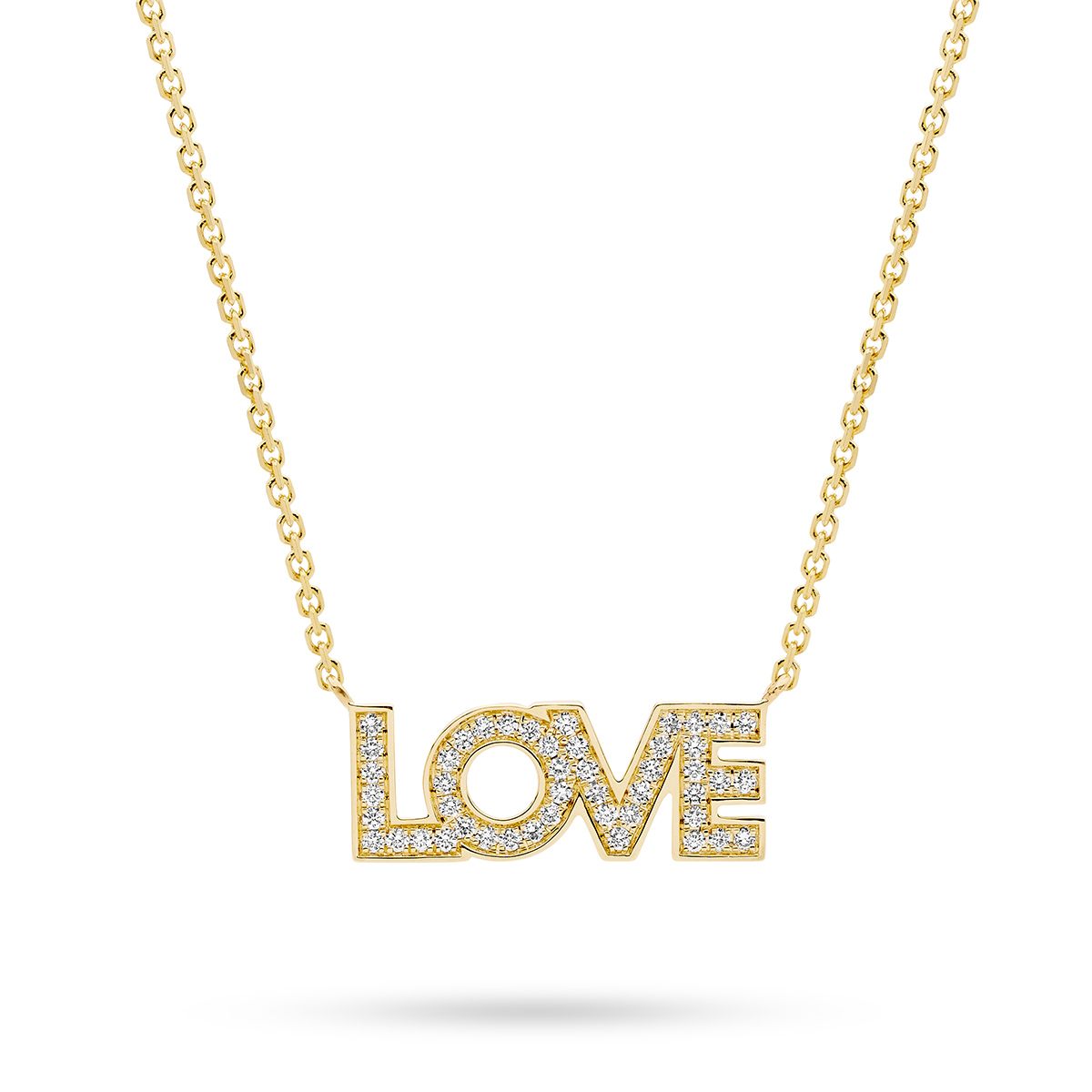 18K Yellow Gold Diamond Love Necklace