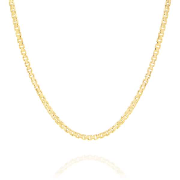 18K Yellow Gold "V" Cut Box Link Polished Finish Chain- Medium | VE8VI073 YG