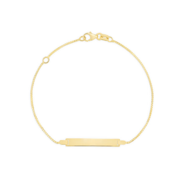 18K Yellow Gold Box Link Diamond Cut Baby ID Bracelet | VE8VITG07058