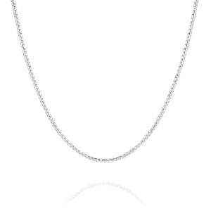 18K White Gold Box Link Diamond Cut Chain- Small | VEDD12050