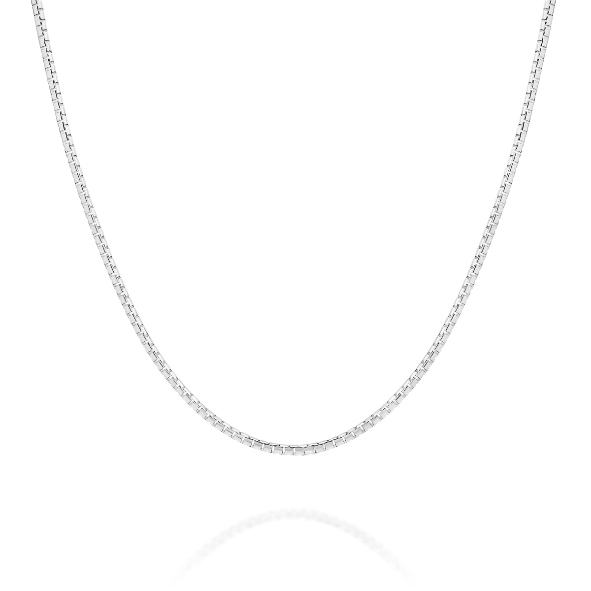 18K White Gold Box Link Diamond Cut Chain &#8211; Small