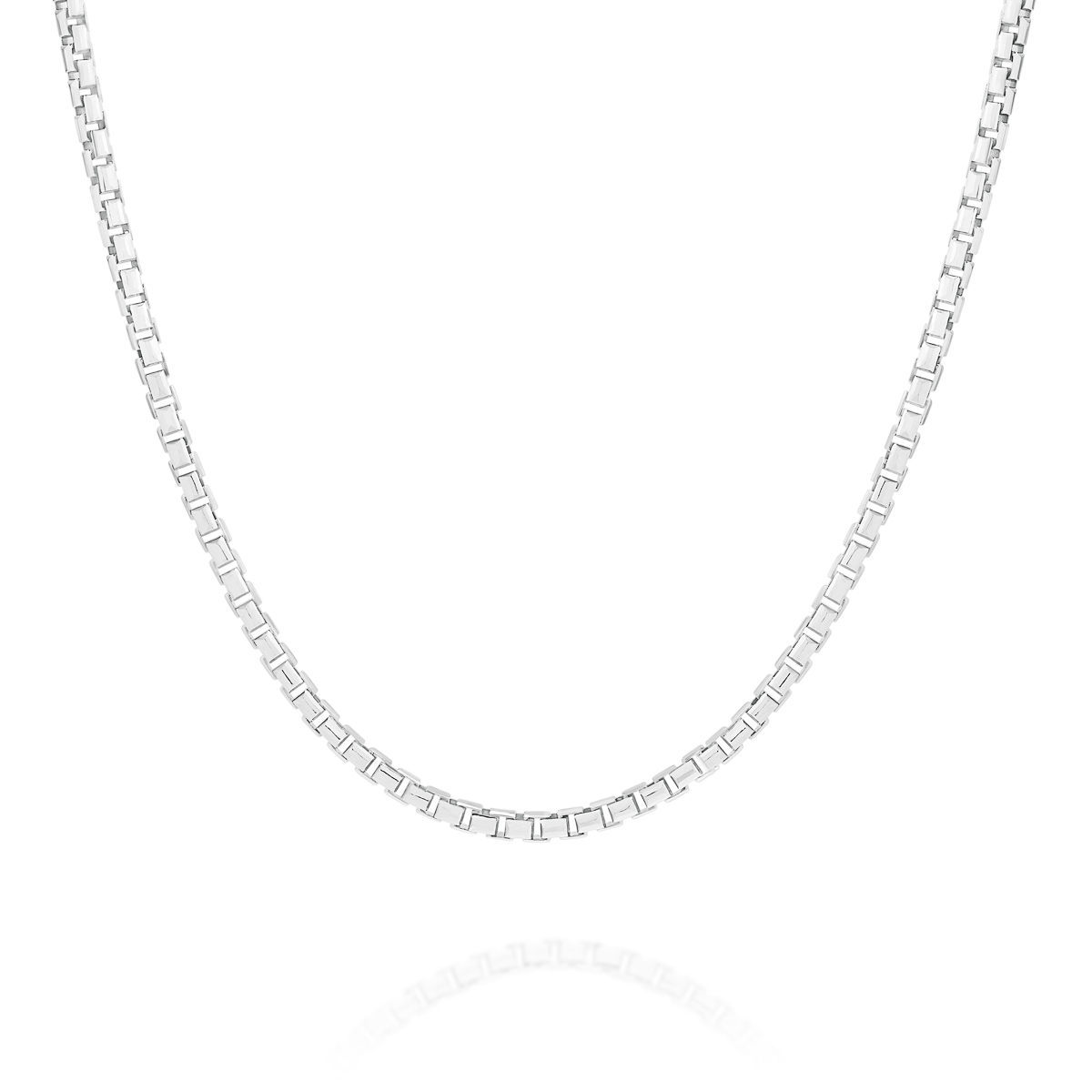 18K White Gold Box Link Diamond Cut Chain - Medium | VEDD12073