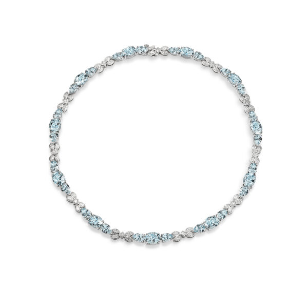 18K White Gold Aquamarine & Diamond Collier | TN0599-0