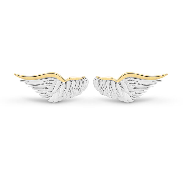 Sterling Silver & Yellow Gold Plated Angel Wing Cuff Links | MRG-CL21