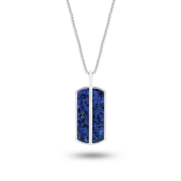 Sterling Silver & Lapis Tag Necklace | MRG-N19-50-55CM