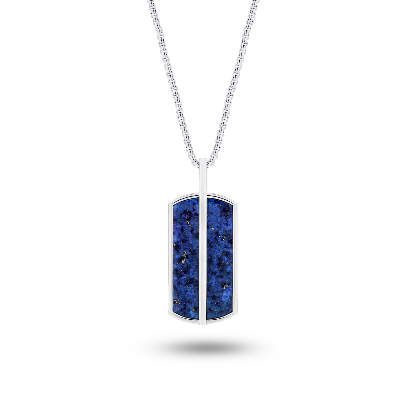 Sterling Silver &#038; Lapis Tag Necklace
