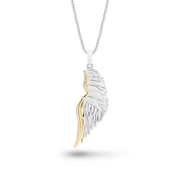 Sterling Silver & Yellow Gold Plated Angel Wing Necklace | MRG-N21-50-55cm