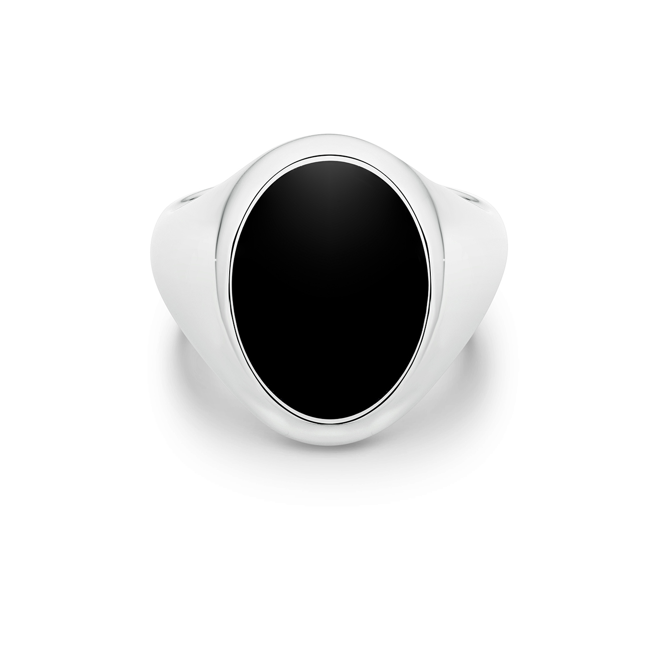 Sterling Silver &#038; Black Agate Oval Signet Ring