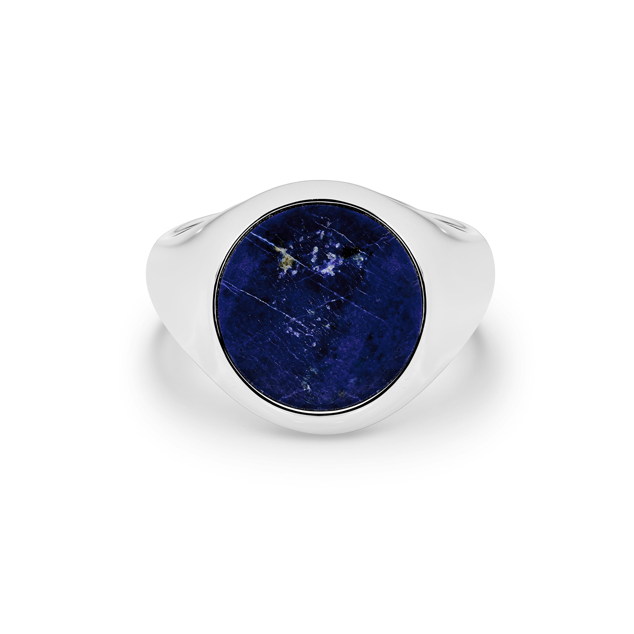 Sterling Silver &#038; Lapis Round Signet Ring