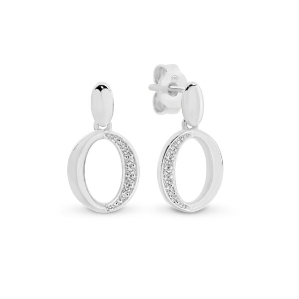18K White Gold Oval Shape Diamond Pave Drop Earrings | 737775 WG