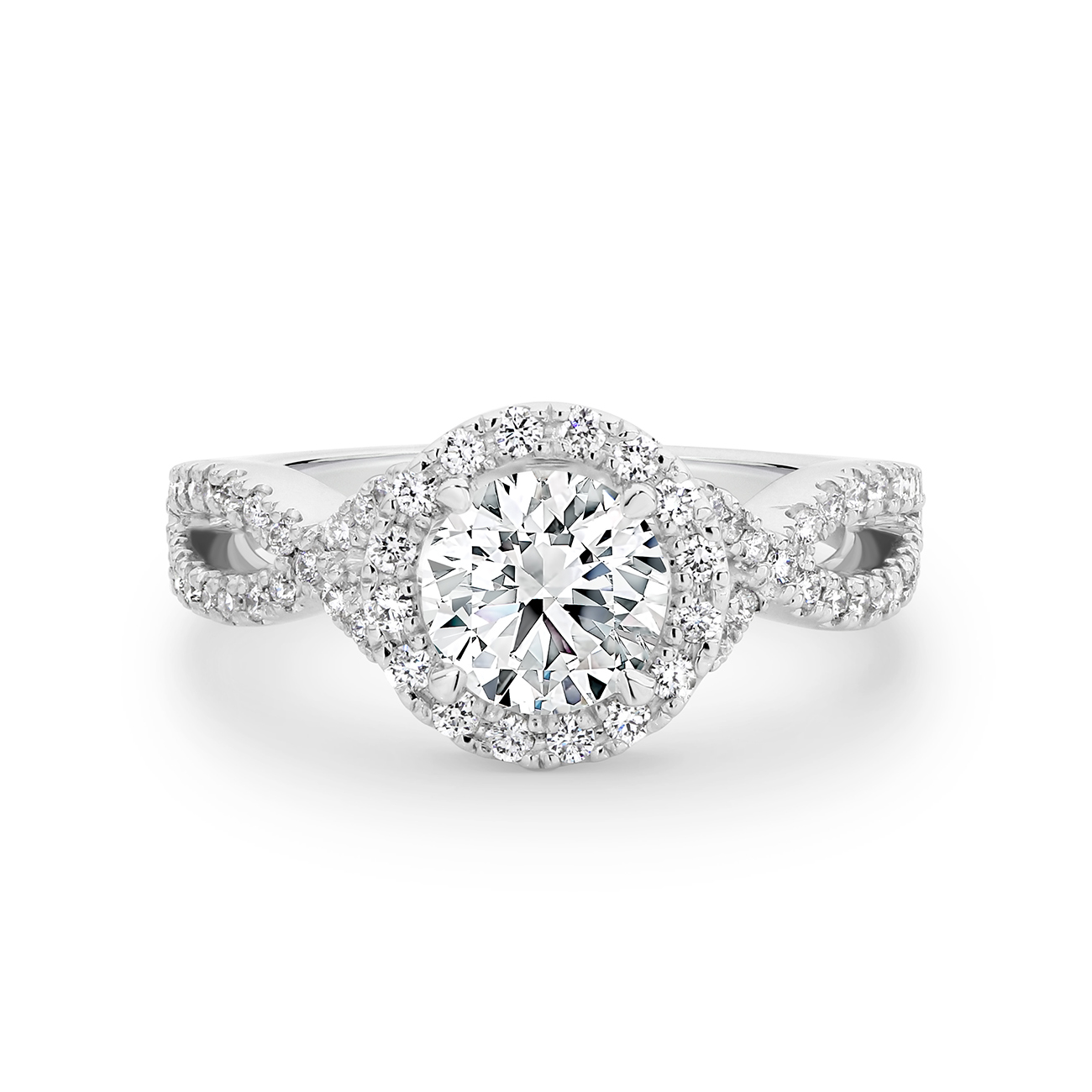 Round Brilliant Cut Halo Diamond Engagement Ring