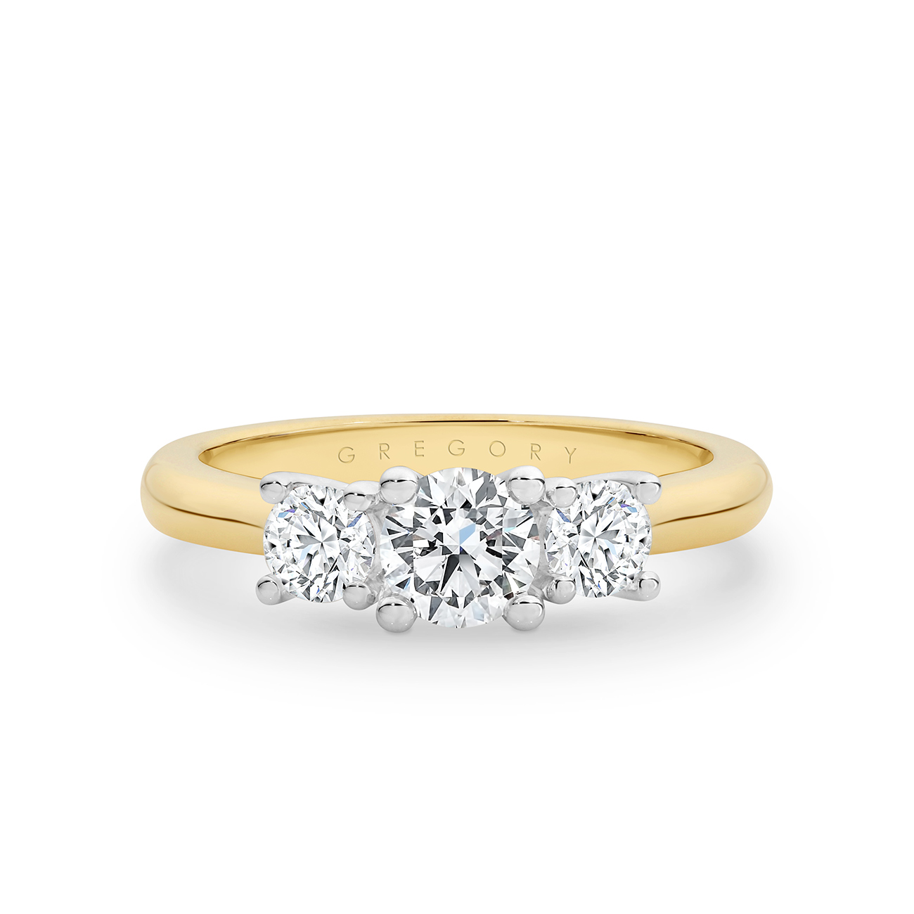 Trilogy Round Brilliant Cut Diamond Engagement Ring