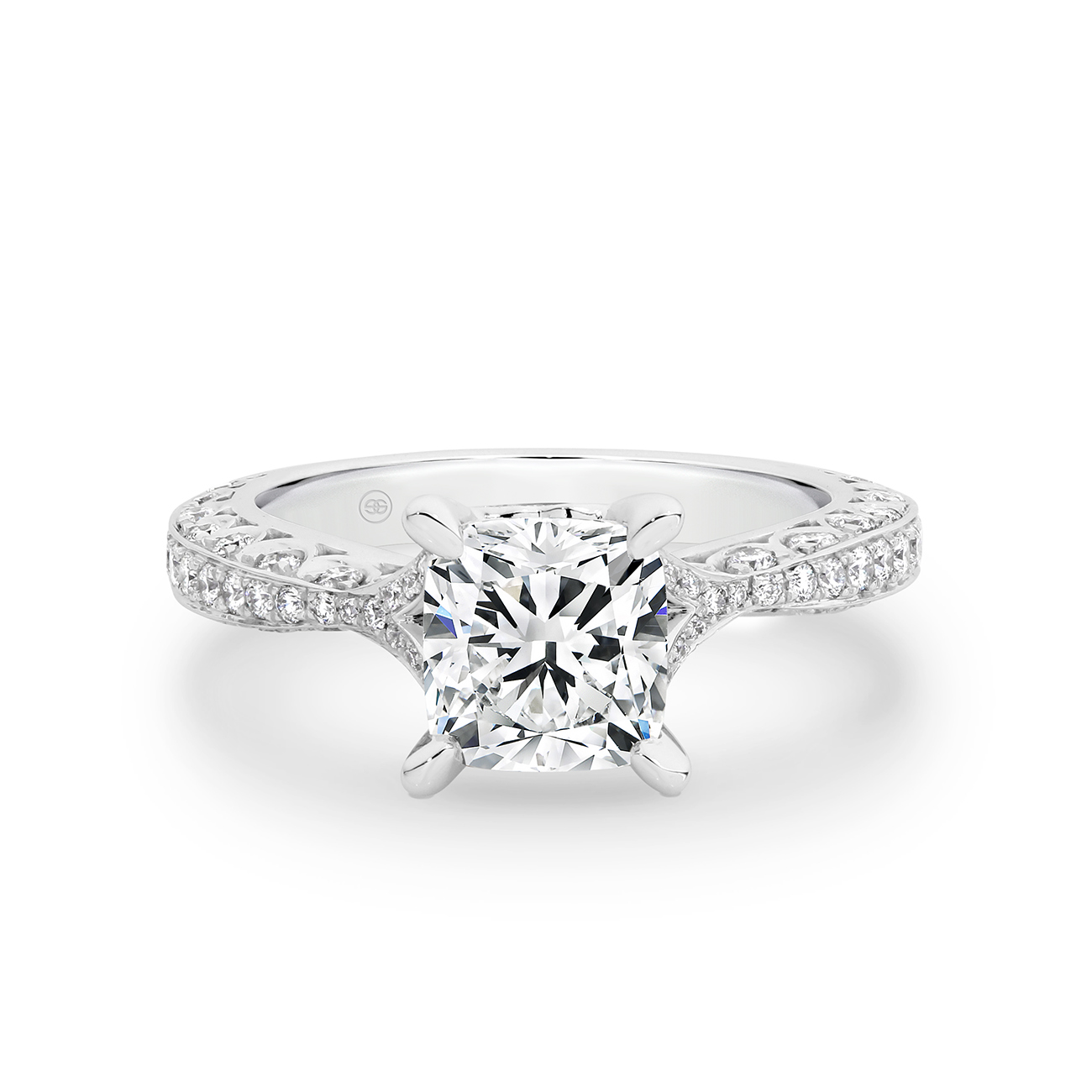 Cushion Cut Diamond Band Engagement Ring