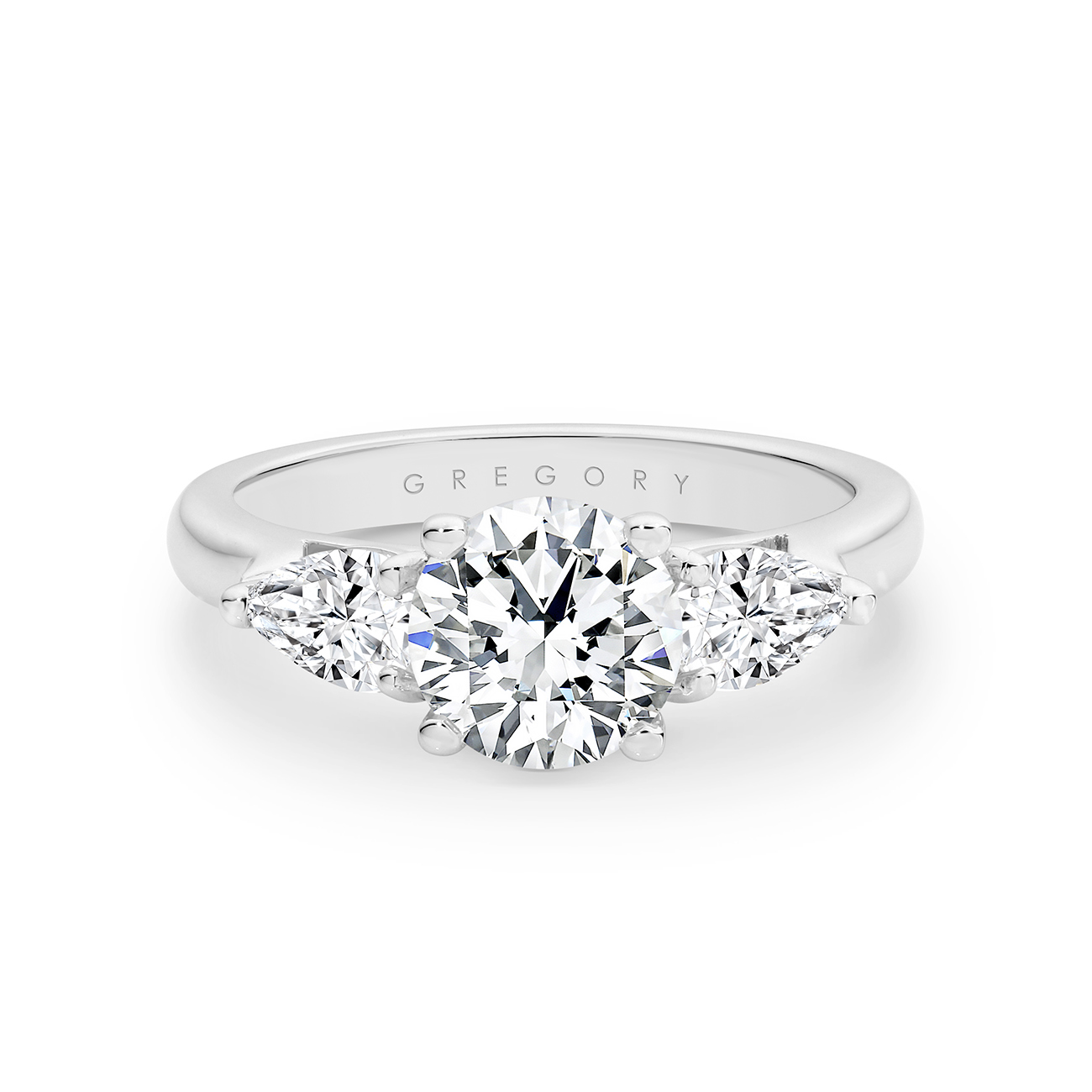 Trilogy Round &#038; Pear Diamond Engagement Ring