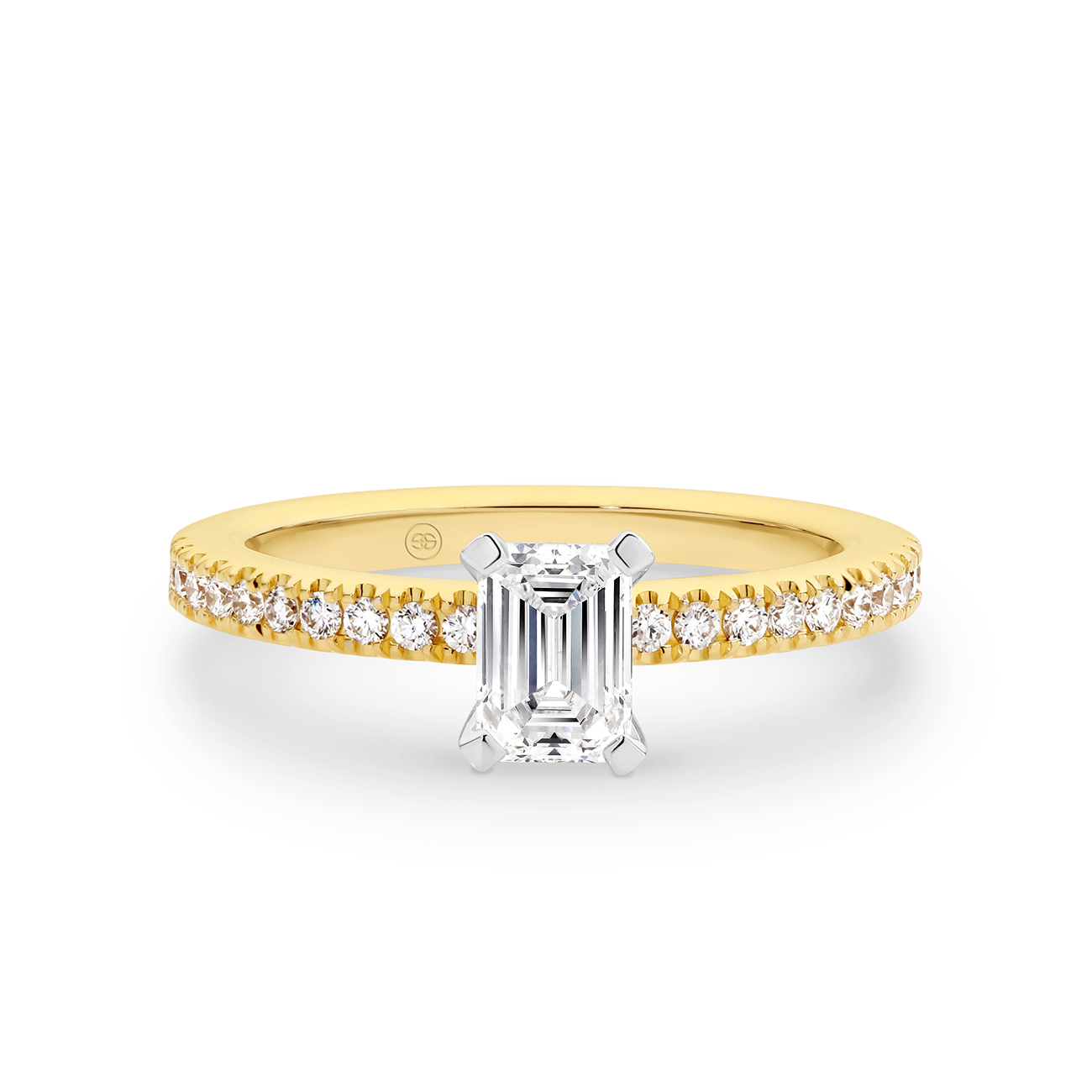 Emerald Cut Diamond Band Engagement Ring