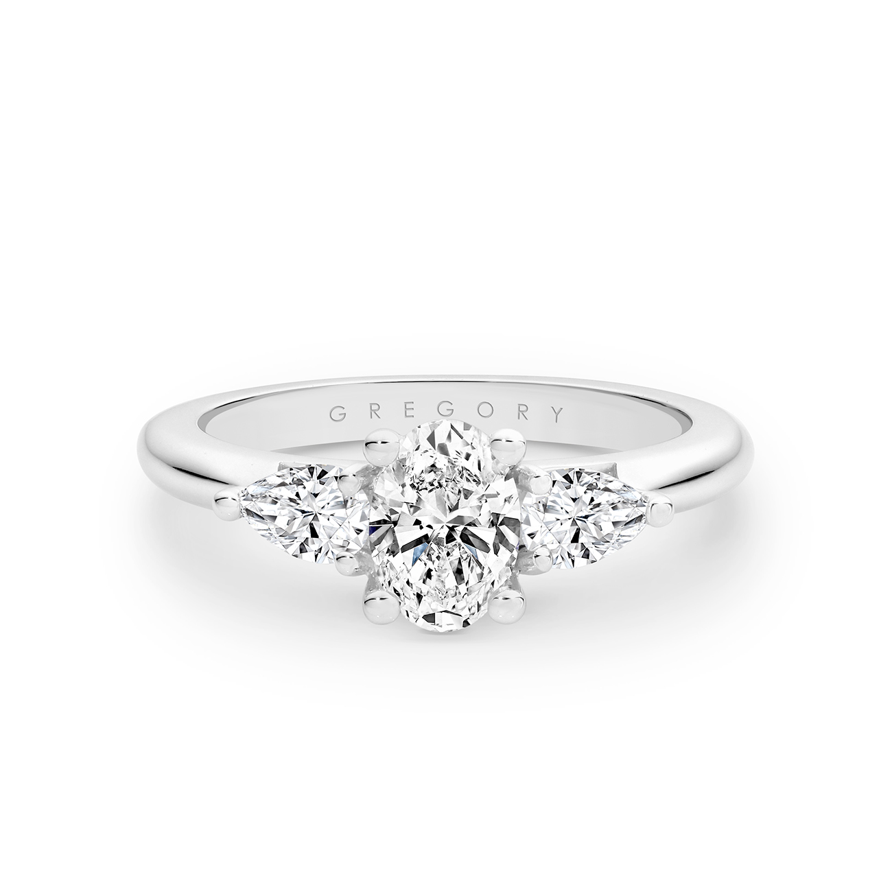 Trilogy Oval &#038; Pear Diamond Engagement Ring